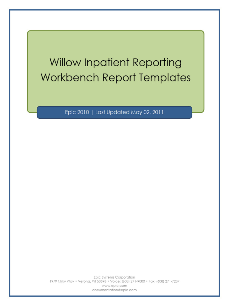 Willow Inpatient Reporting Workbench Report Templates | PDF | Medical ...