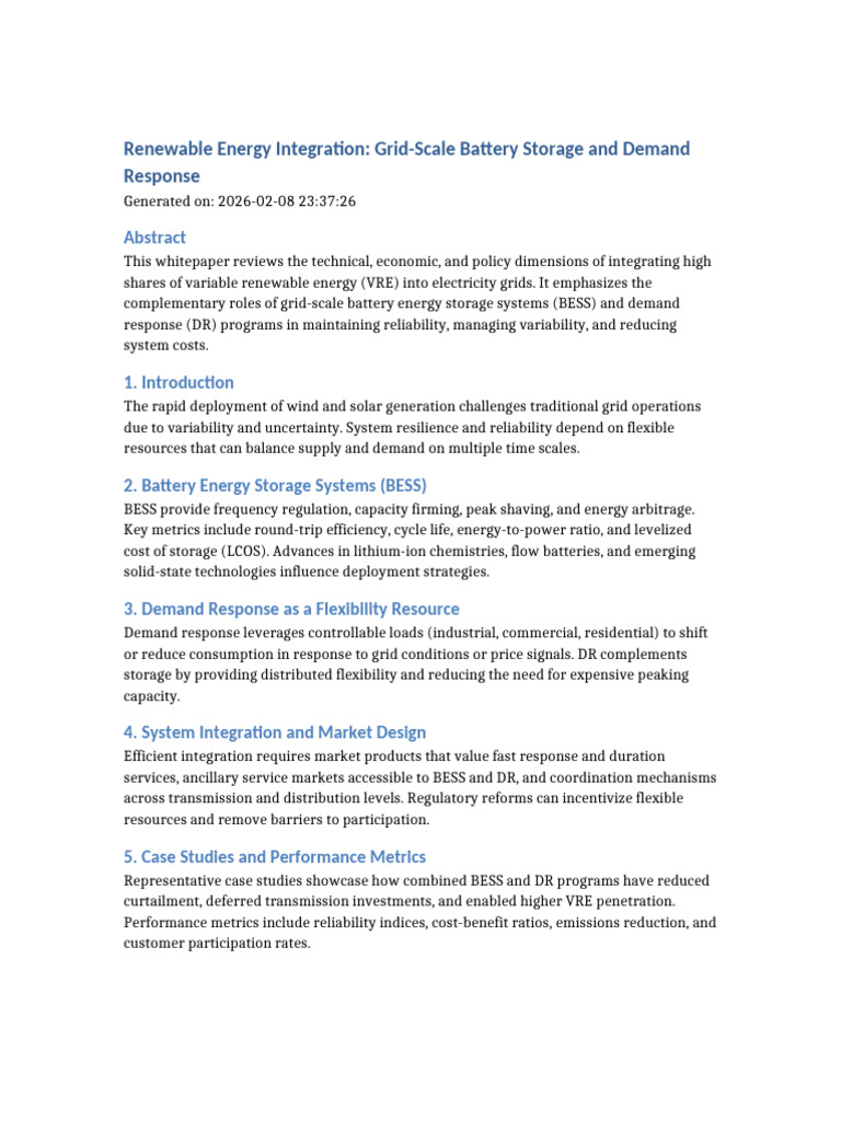 02 Grid Battery Storage Demand Response | PDF | Energy Storage ...