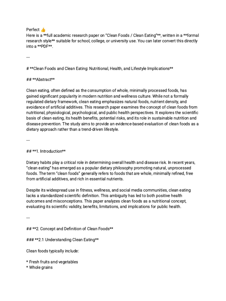 Foods Clean | PDF | Healthy Diet | Nutrition