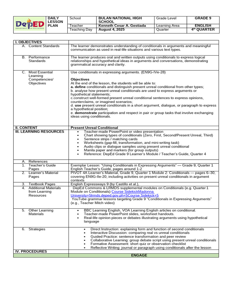 DLP For English 3 (1) Kenken111 | PDF | Learning | Human Communication