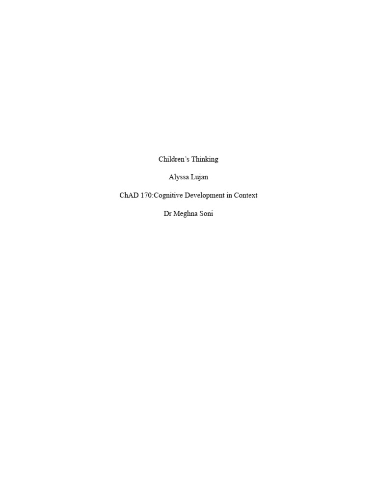 Childrens Thinking Paper | PDF | Language Development | Infants