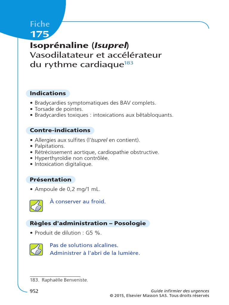 Fiche175Isoprénaline (Isuprel) Vasodilatateur Et Accélérateur Du Rythme ...