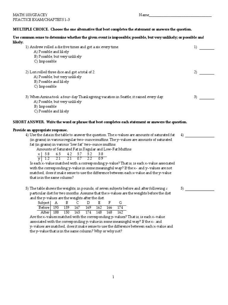 Practice Exam 1 | PDF | P Value | Multiple Choice