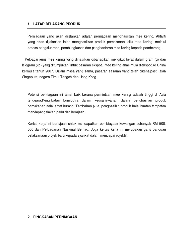 Perniagaan Contoh Latar Belakang Syarikat