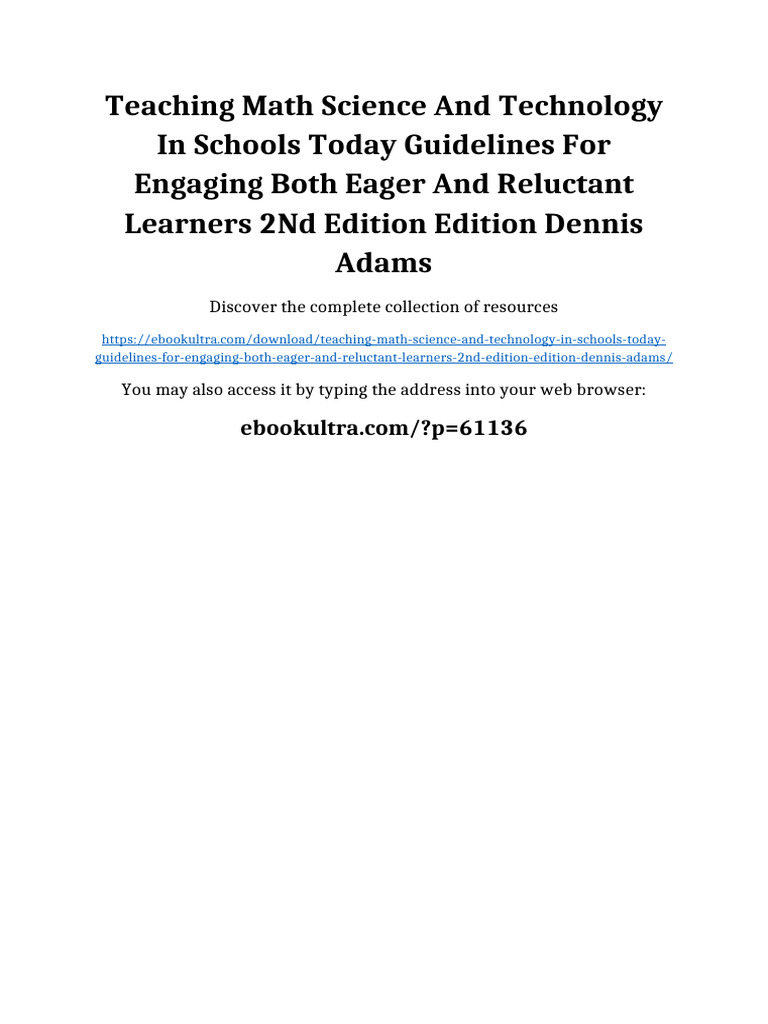 Teaching Math Science and Technology in Schools Today Guidelines for ...