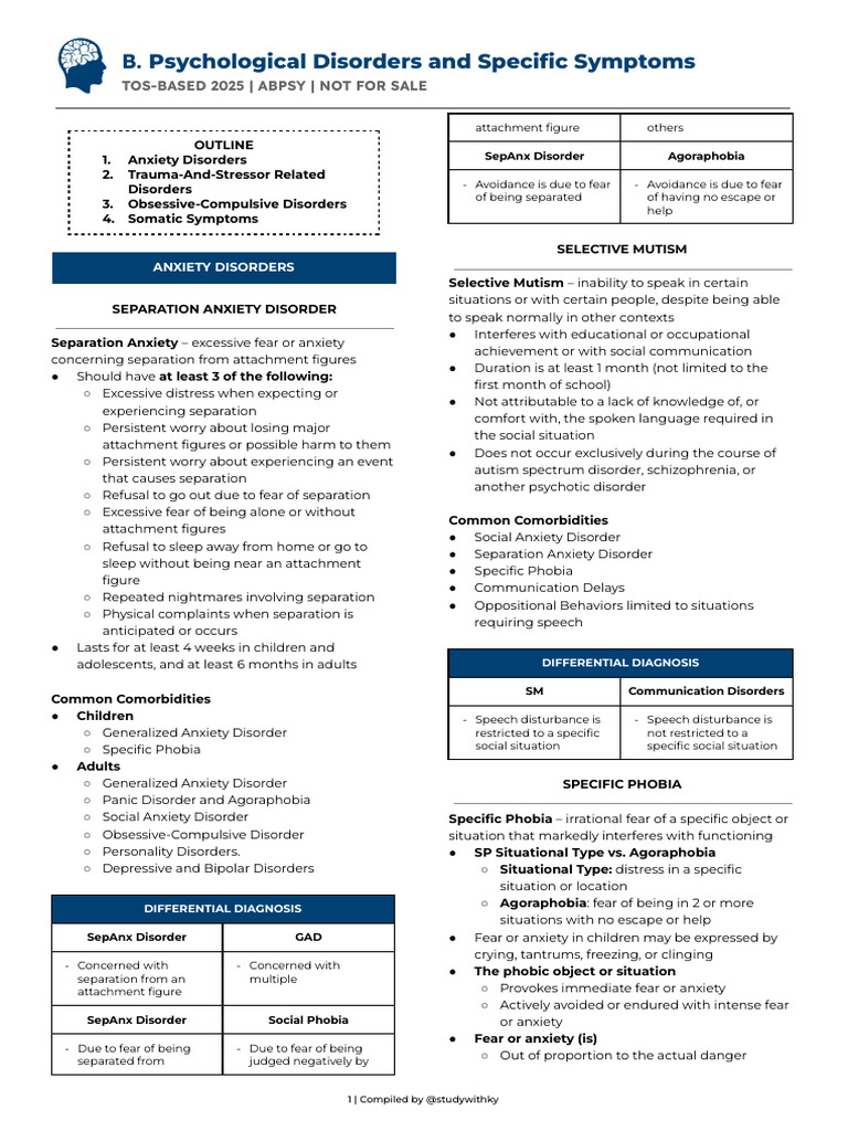 B1. AbPsy - Psychological Disorders and Specific Symptoms (1 - 4) | PDF ...