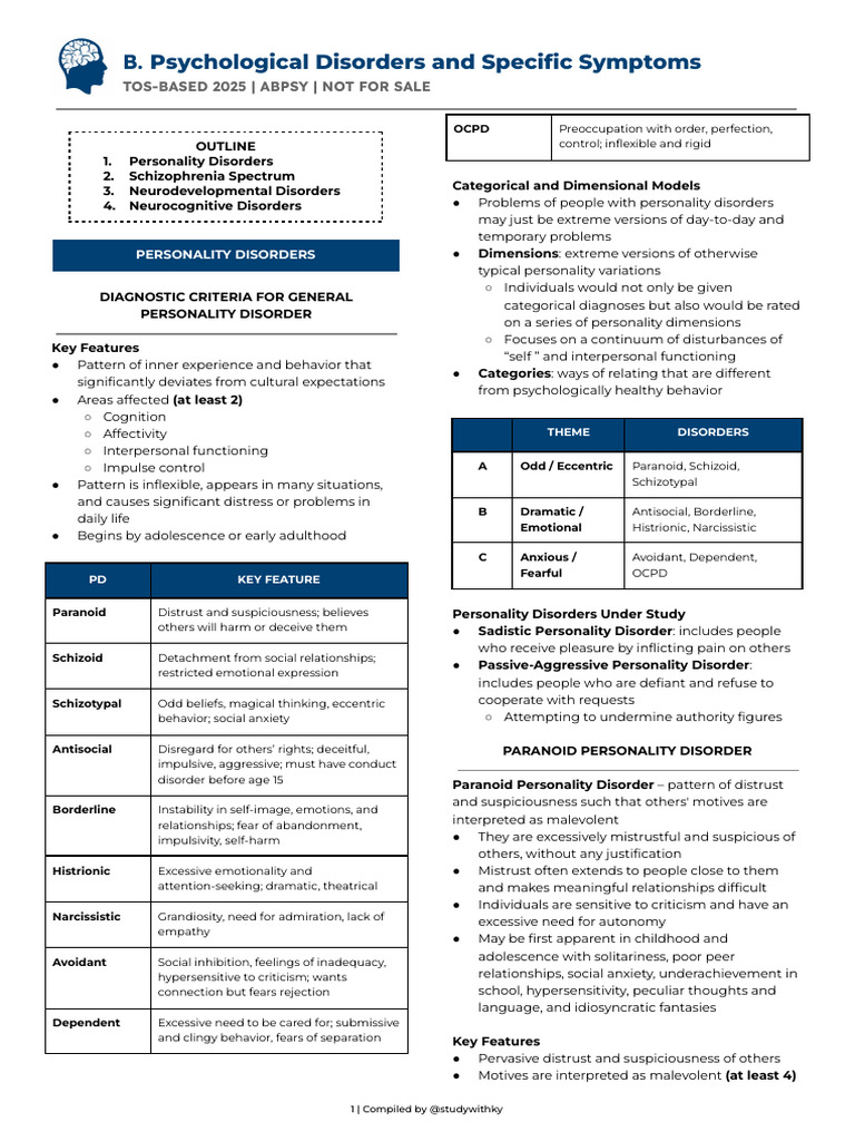 B4. AbPsy - Psychological Disorders and Specific Symptoms (4 - 4) | PDF ...