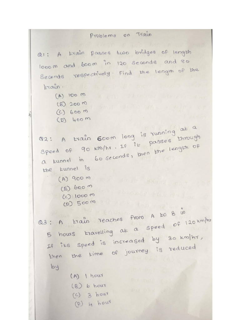 Train Question S | PDF