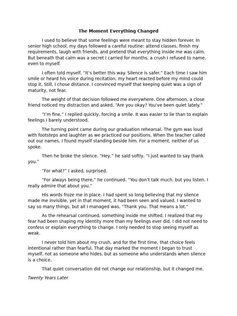 The Moment Everything Changed | PDF | Silence