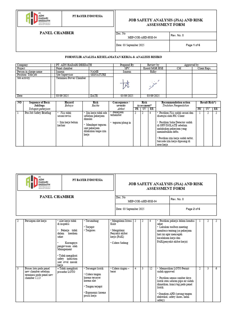 JSA Terminasi Panel Chamber Terbaru | PDF