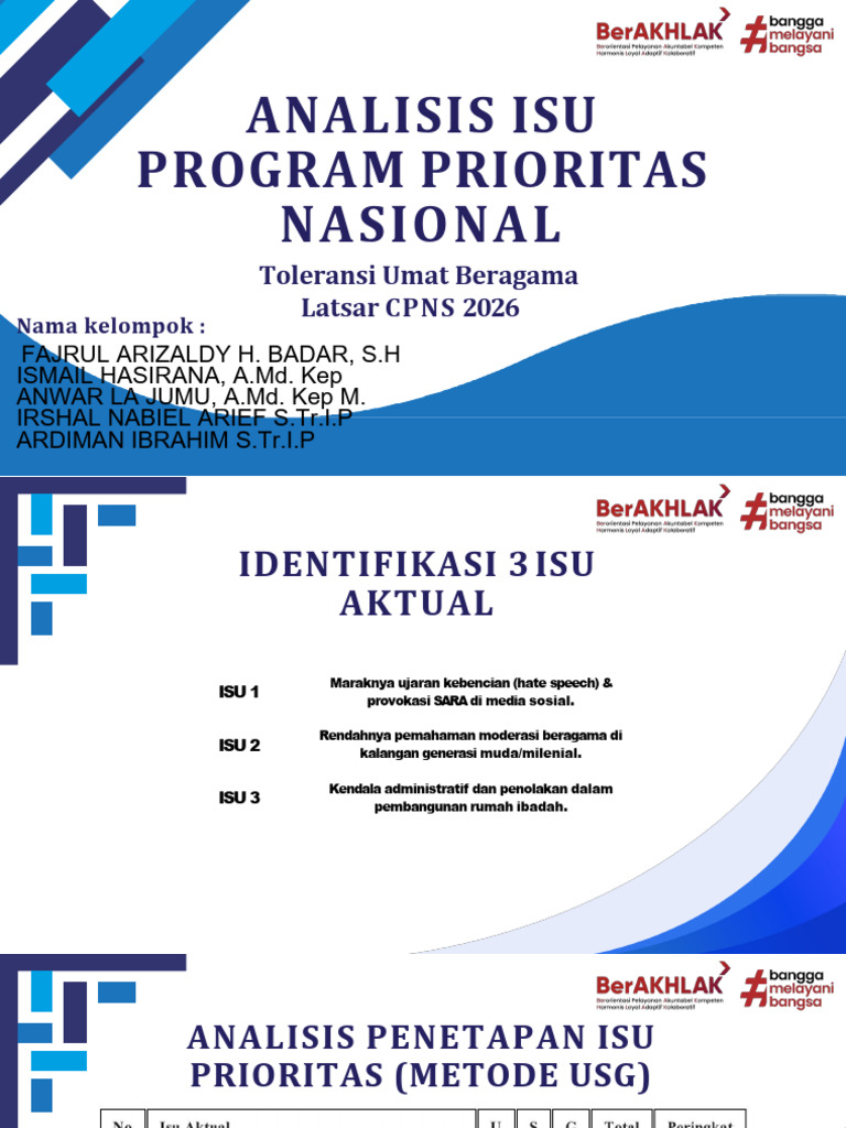 Analilis Isu Program Prioritas Nasional Toleransi Umat Beragama | PDF