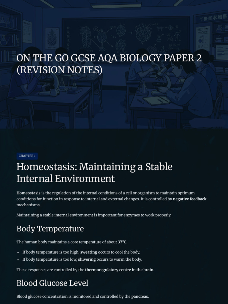 On The Go Gcse Aqa Biology Paper 2 Revision Notes | PDF