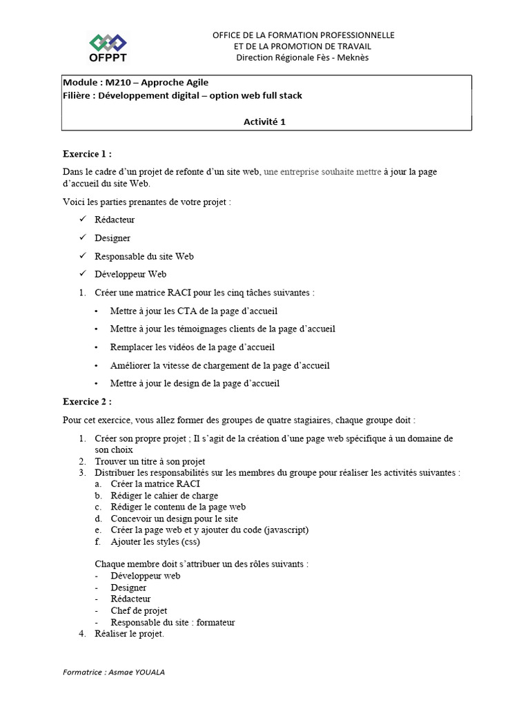 M210 Aproche Agile Acivité 1 | PDF