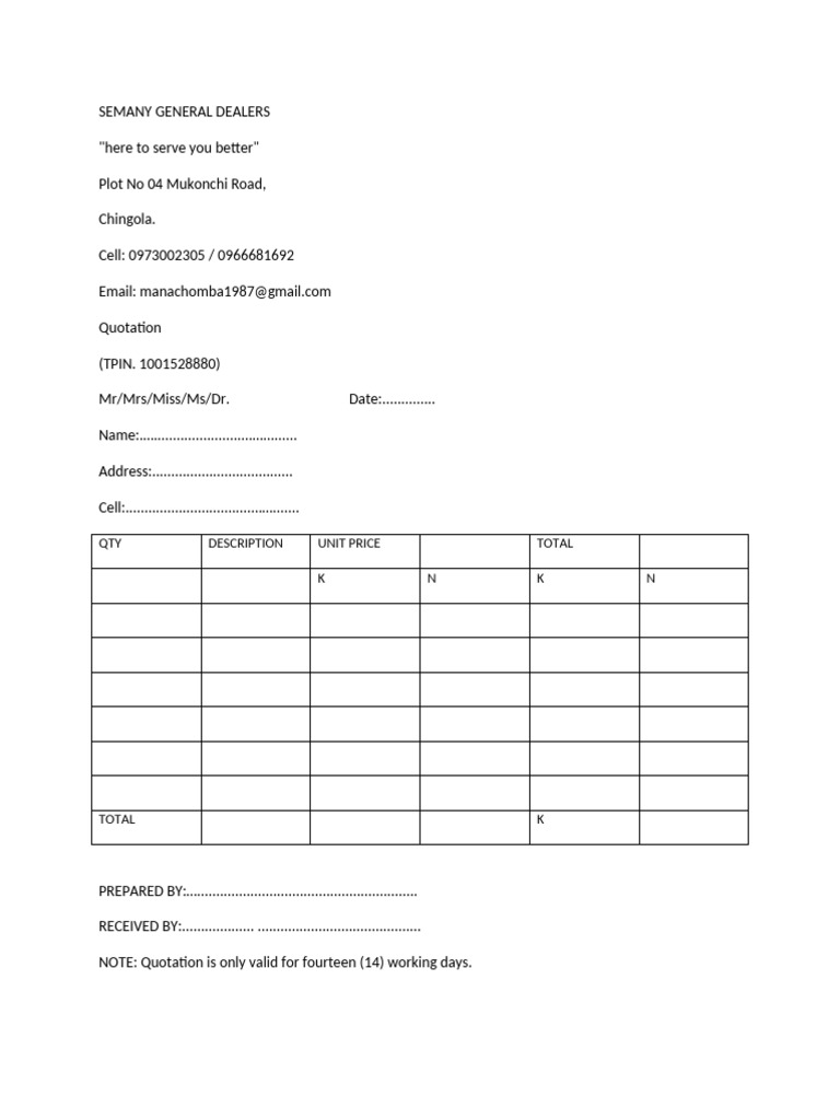 SEMANY Quotation | PDF
