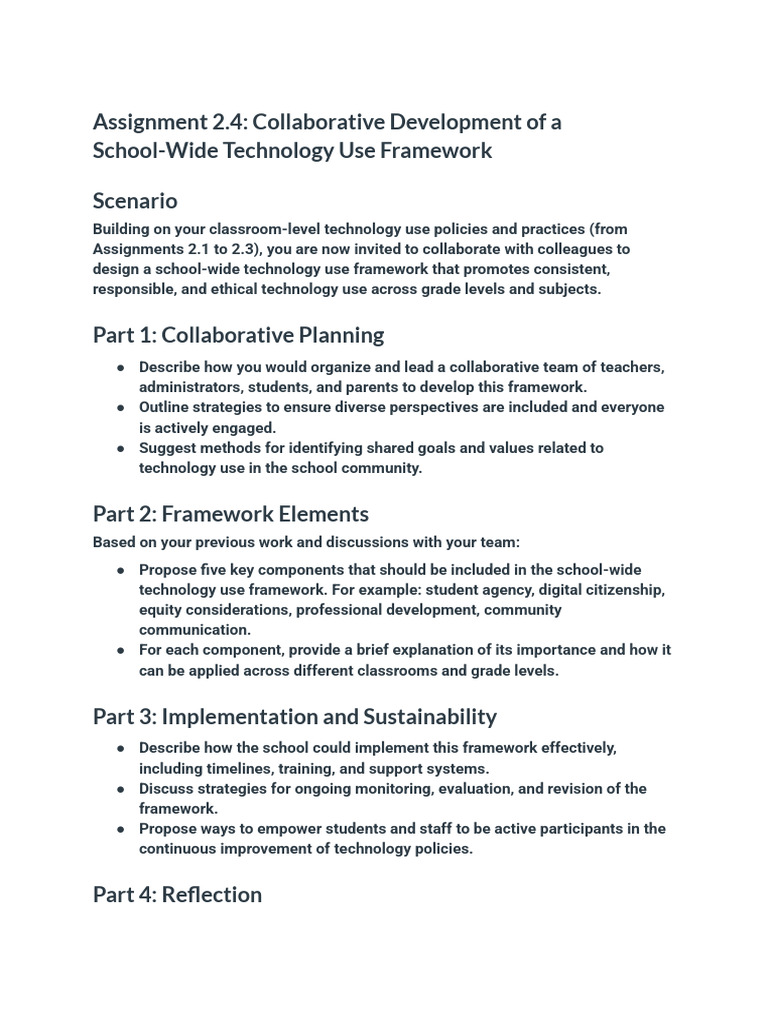 Assignment 2.4: Collaborative Development of A School-Wide Technology ...