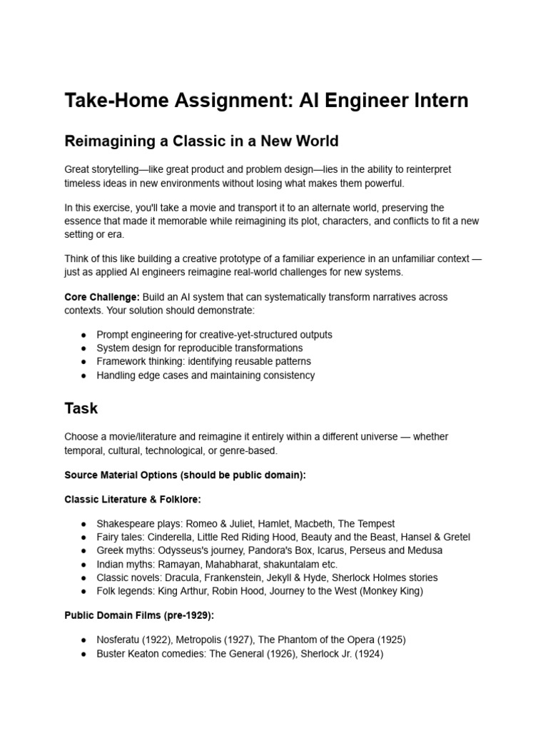 Take-Home Assignment - AI Engineer - Updated | PDF | Artificial ...