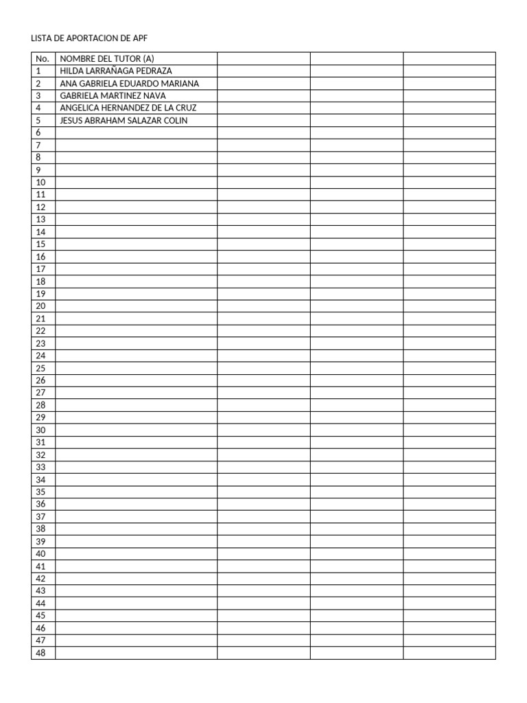 Lista de Aportacion de Apf | PDF
