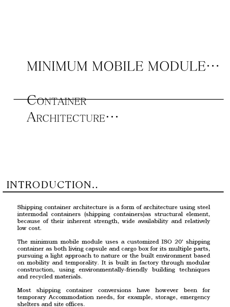 Shipping Container Architecture Guide | PDF | Containerization | Industries