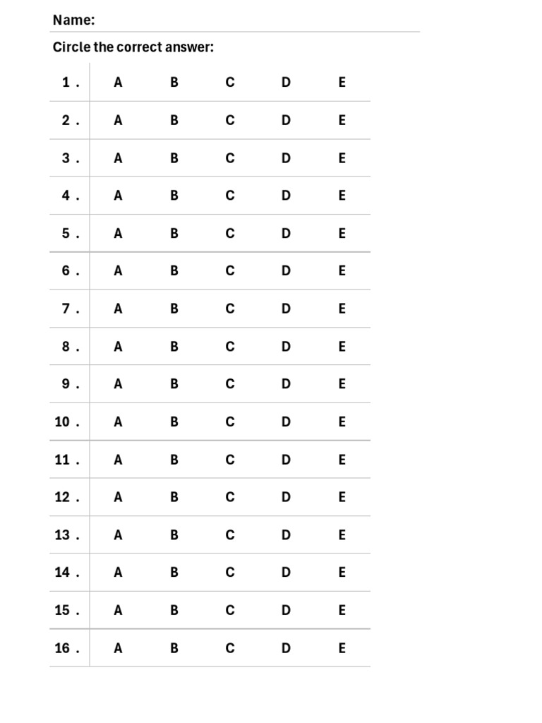 Answer Sheet Template | PDF