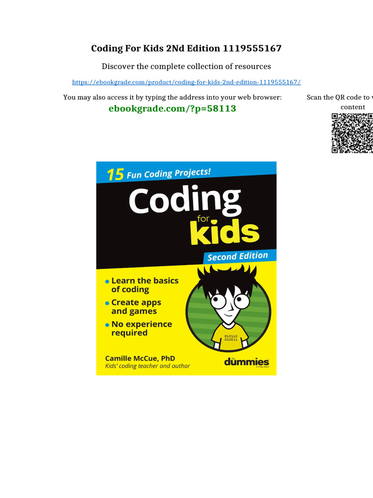 Coding For Kids 2nd Edition 1119555167 Online Version | PDF ...