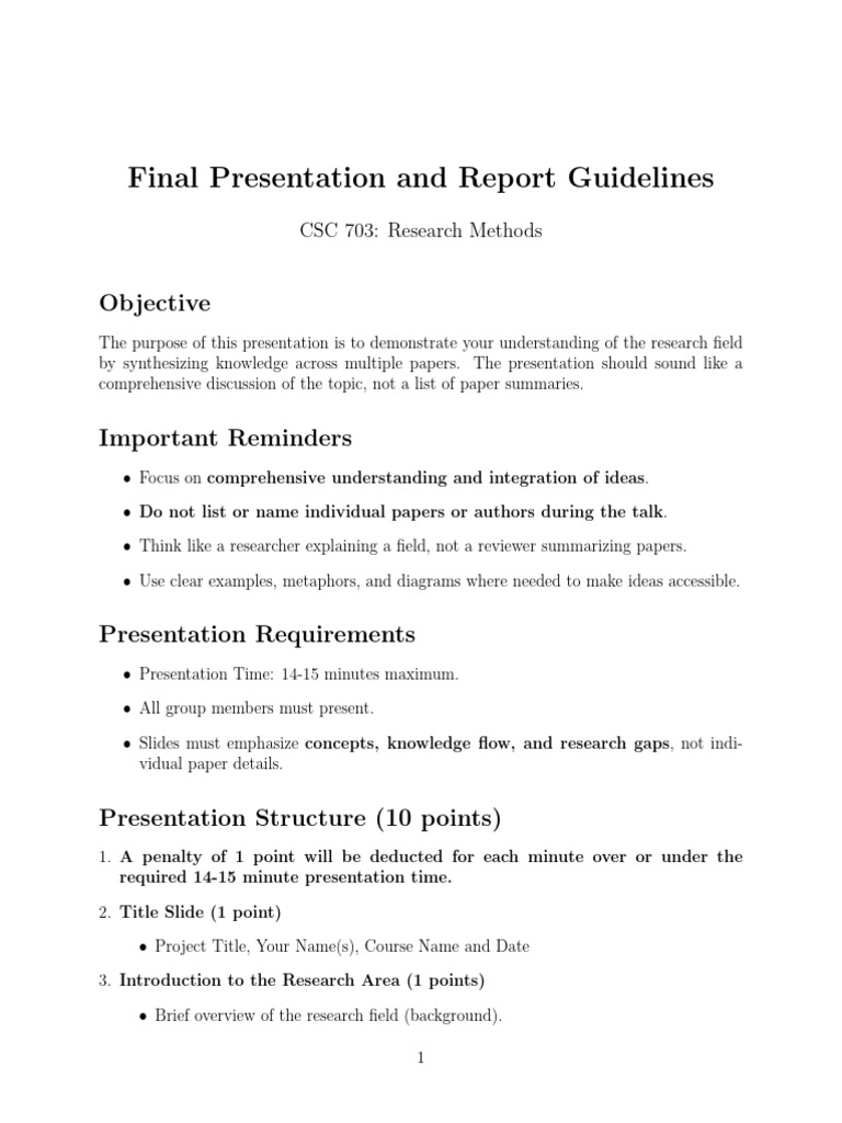Final Presentation and Report Guidelines | PDF | Abstract (Summary ...