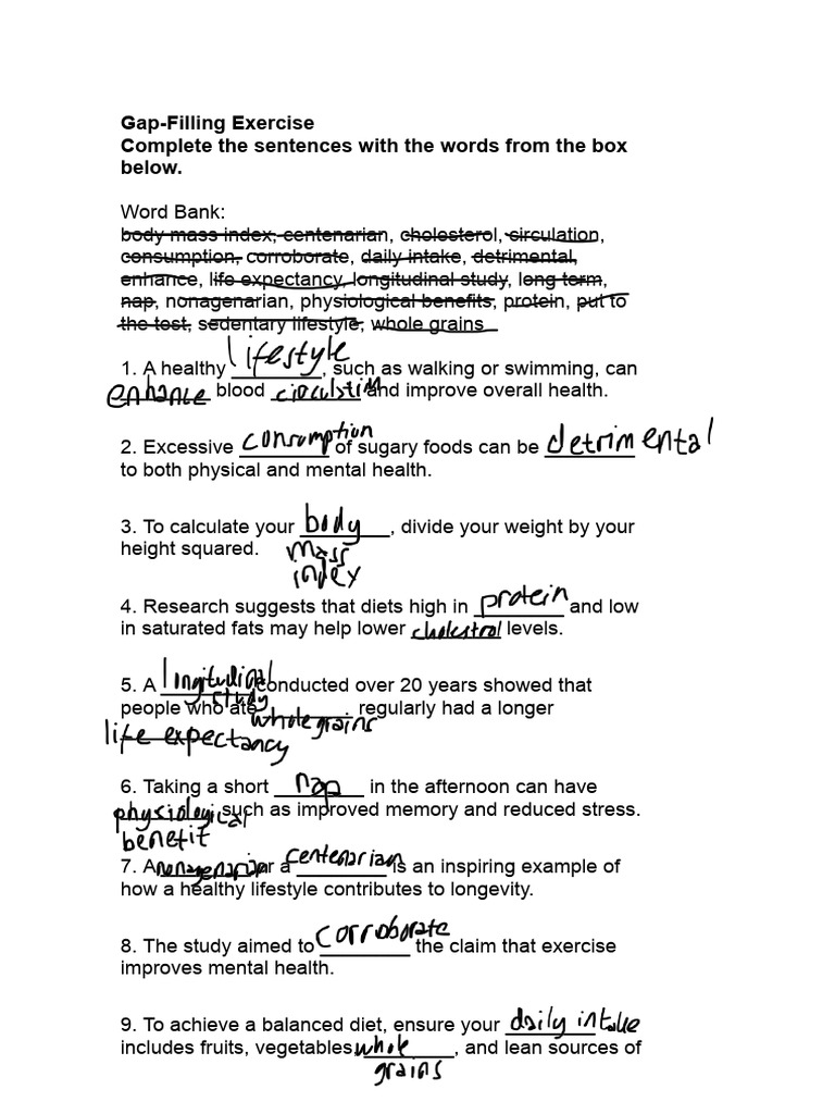 Gap-Filling Exercise Complete The Sentences With The Words From The Box ...
