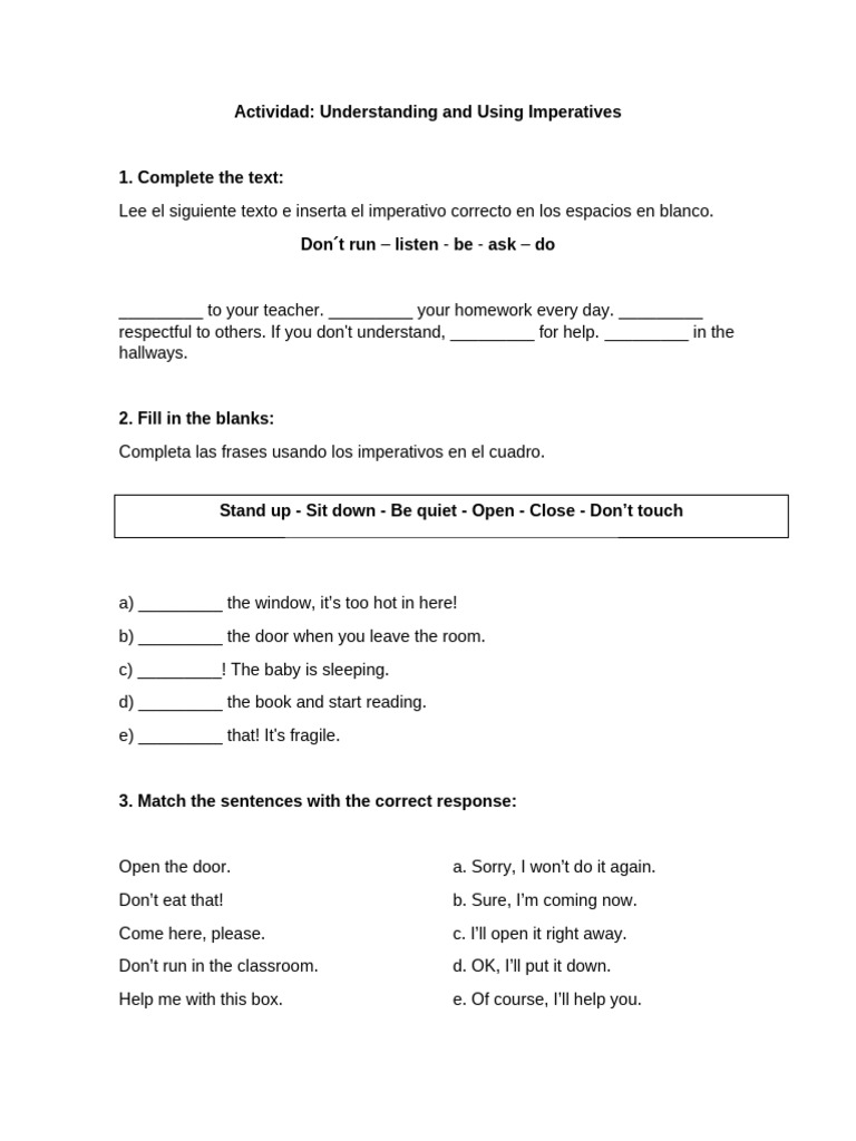 Imperatives | PDF