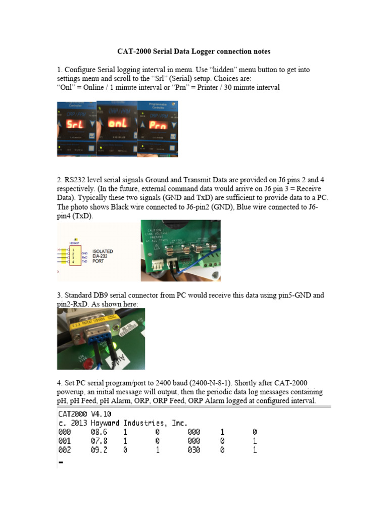 Cat 2000 Serial Data Logger Setup | PDF