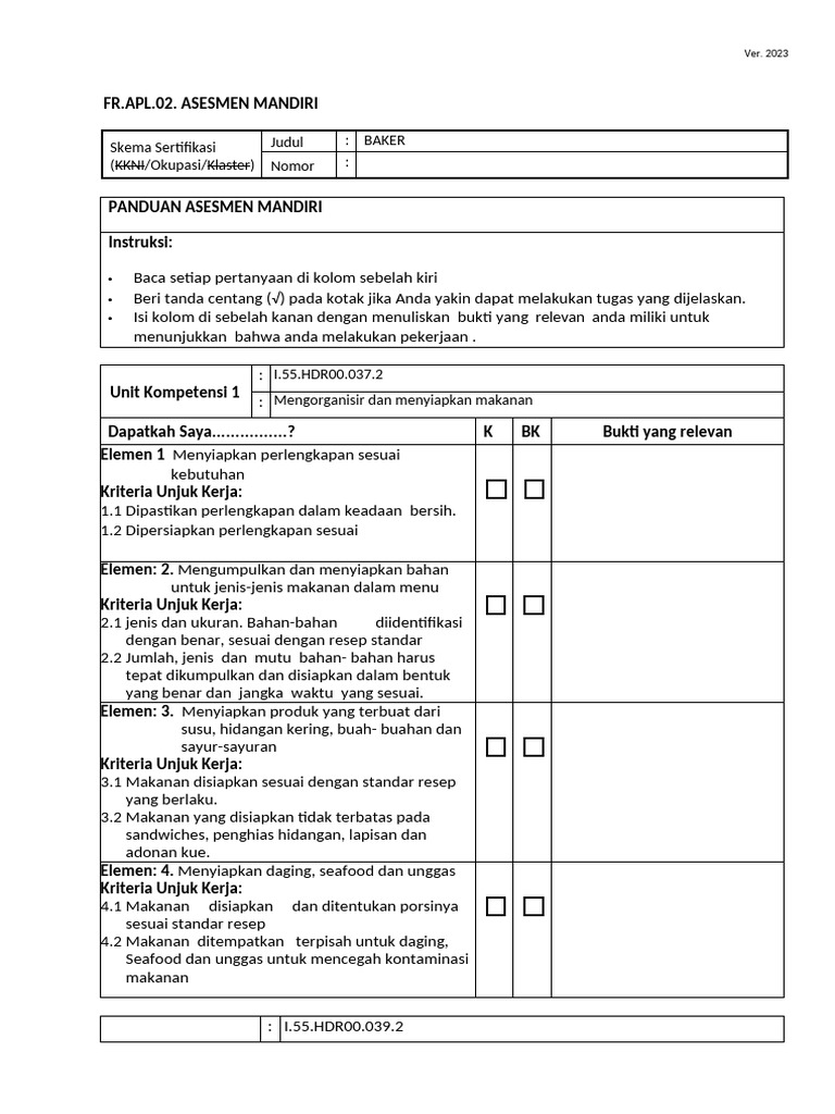 FR - Apl 02. Asesmen Mandiri | PDF