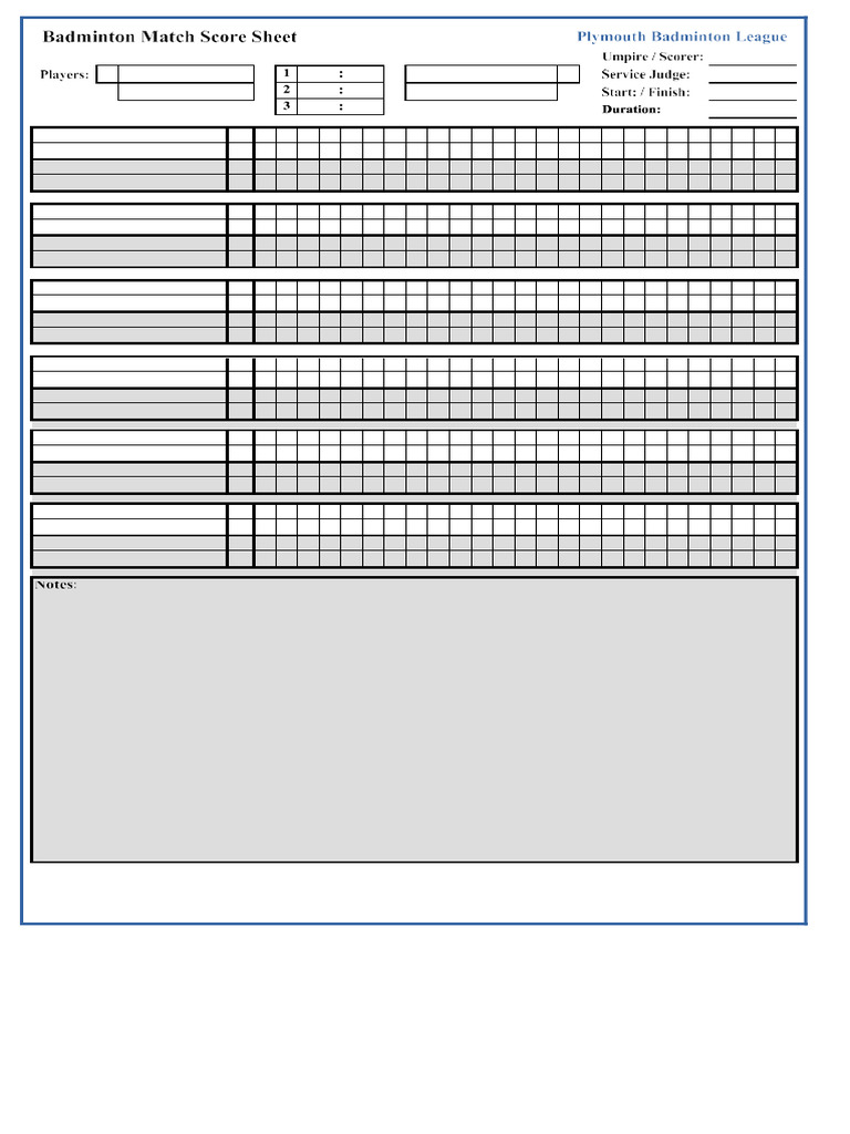 PBL Match Score Sheet | PDF