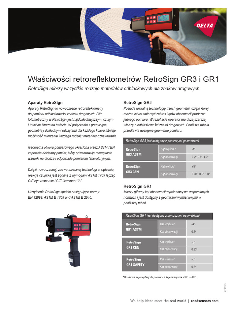 RetroSign Retroreflectometer Features PL | PDF