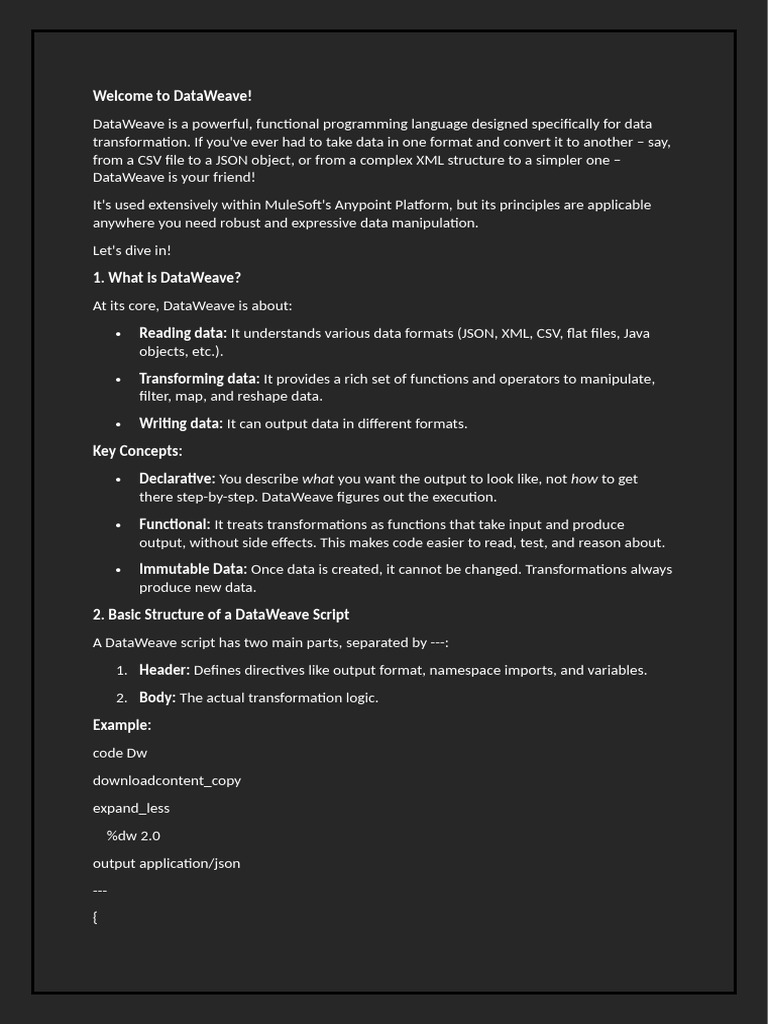 Welcome To DataWeave | PDF | Data Type | Json