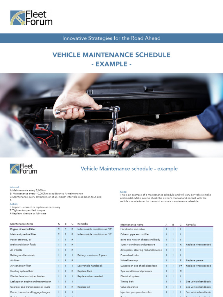 22 Vehicle Maintenance Schedule Example | PDF | Vehicles | Carburetor