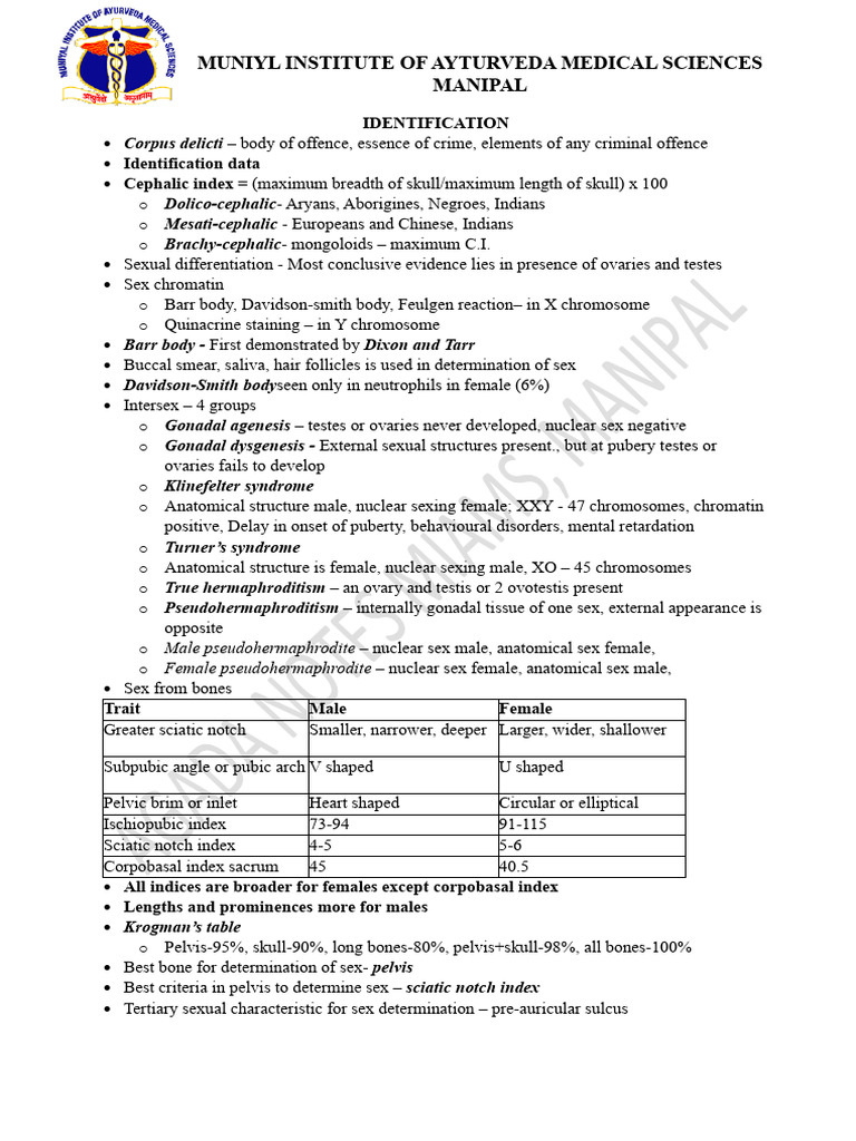 Forensic Short Notes Till Injuries | PDF | Fingerprint | Vein