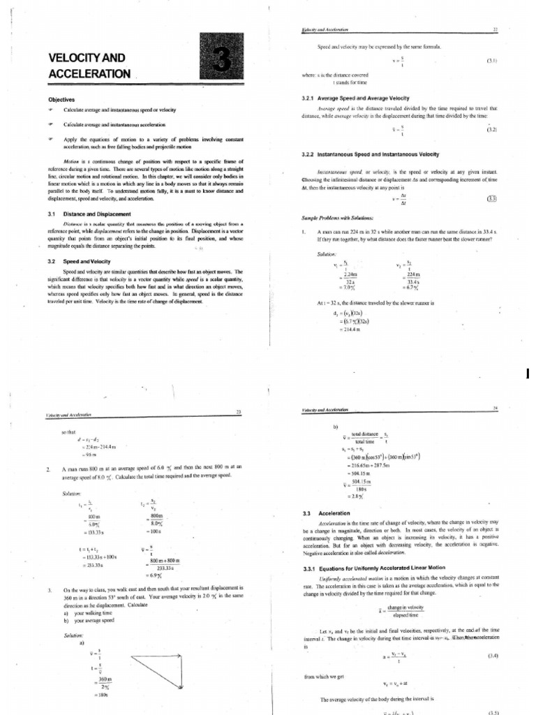 Velocity Accelaration | PDF