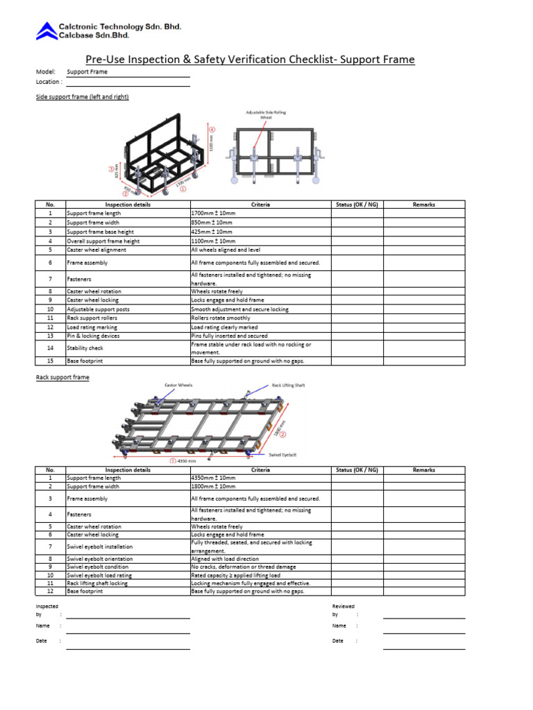 AQAT Tool- Pre-Use Inspection & Safety Verification Checklist | PDF ...