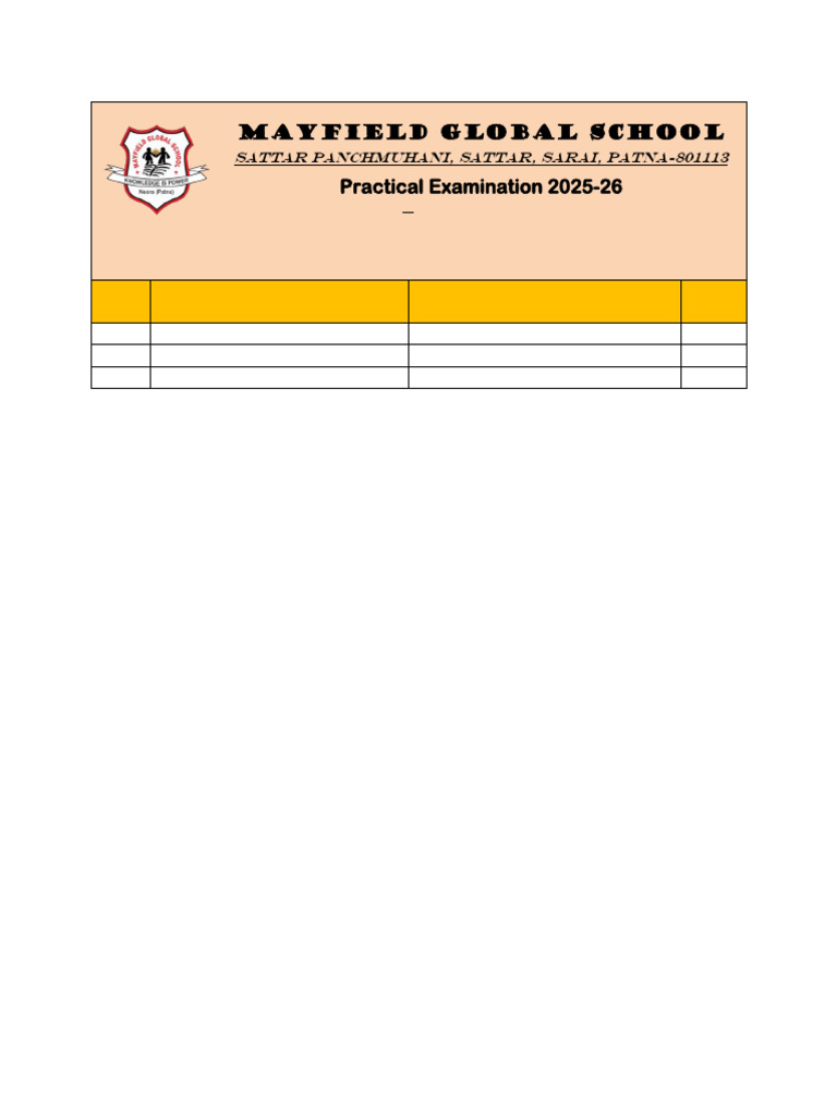 Computer Practical Class-12 2025-26-1 | PDF