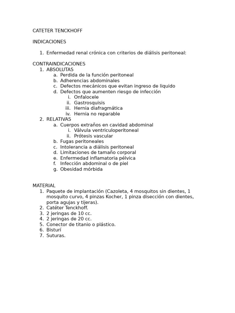 Cateter Tenckhoff | PDF | Peritoneo | Especialidades Medicas