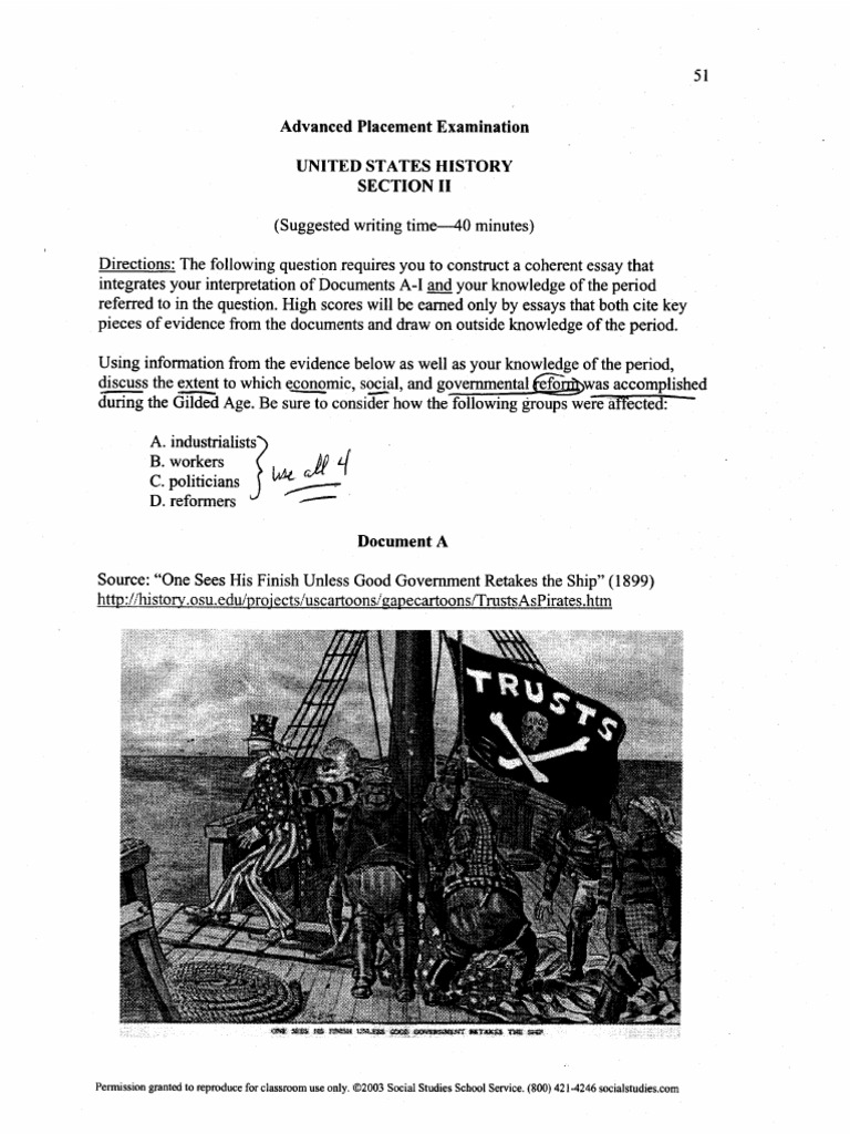 Sophia Gardner - U5 DBQ - Econ-Social-Political Reform Gilded Age | PDF