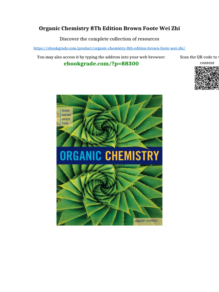 Organic Chemistry 8th Edition Brown Foote Wei Zhi Full Chapters ...