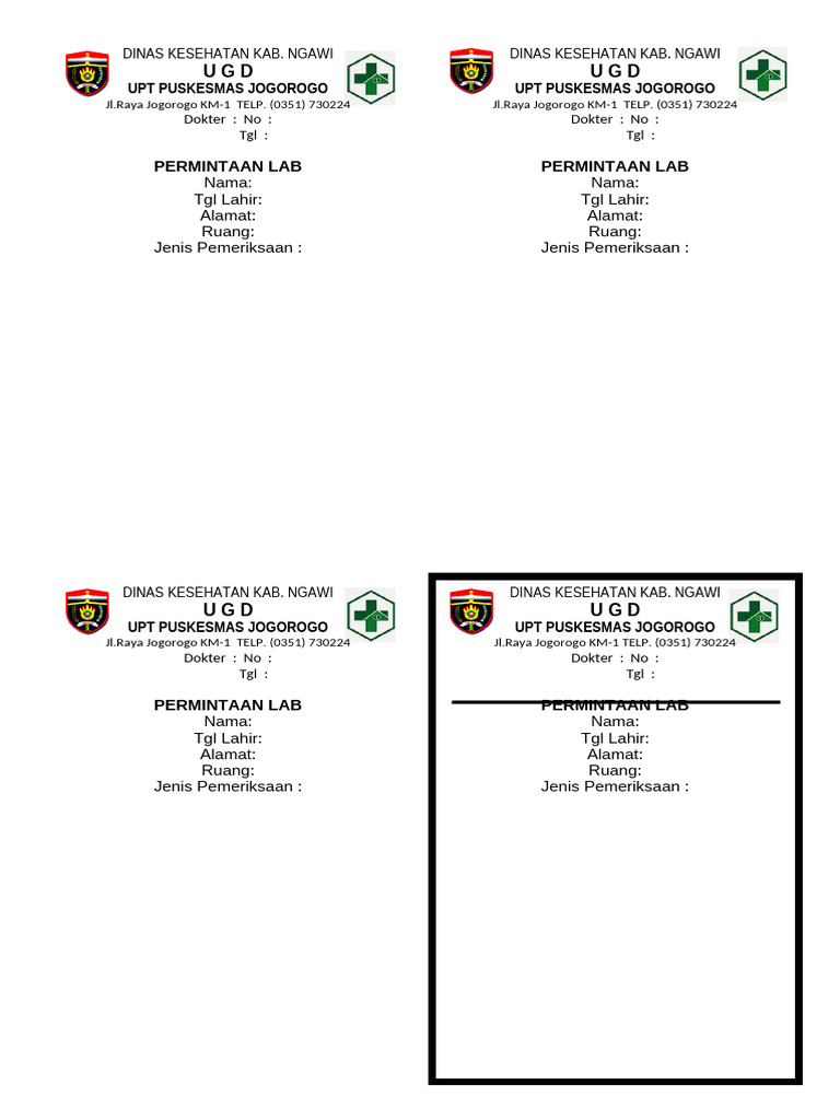 UGD Permintaan LAB | PDF