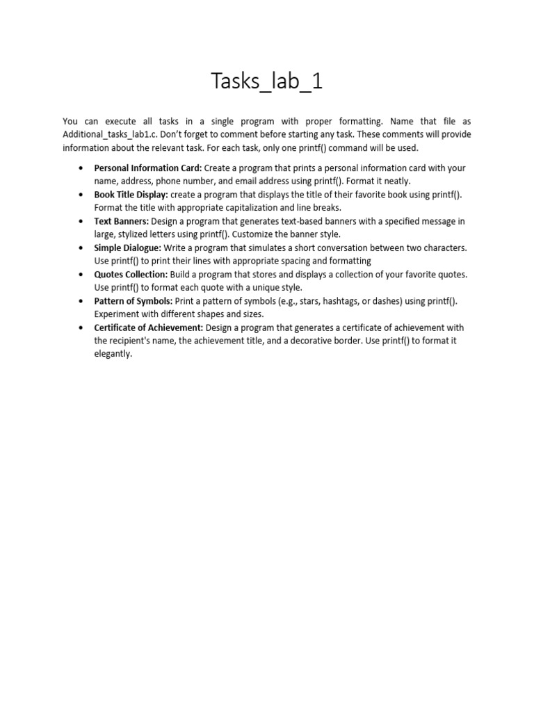 Additional Tasks Lab 1 | PDF