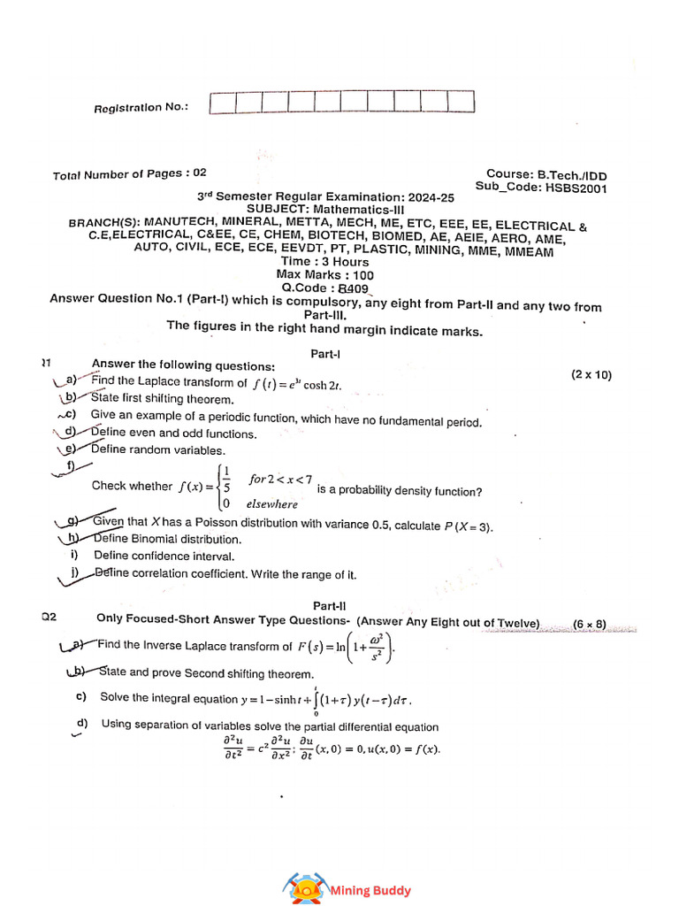3rd Sem Math 3 (2024-25) | PDF