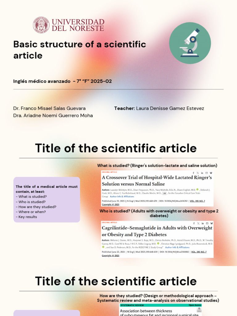 Basic Structure of A Scientific Article. | PDF | P Value | Statistics