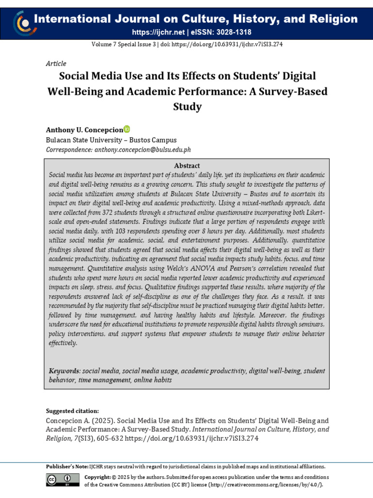 Social Media Use and Its Effects On Students Digi | PDF | Psychological ...