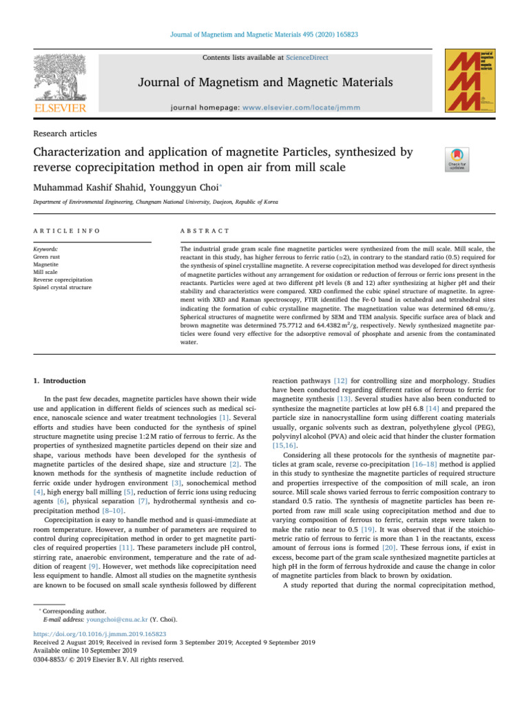 Characterization and Application of Magnetite Particles | PDF | Iron | Rust
