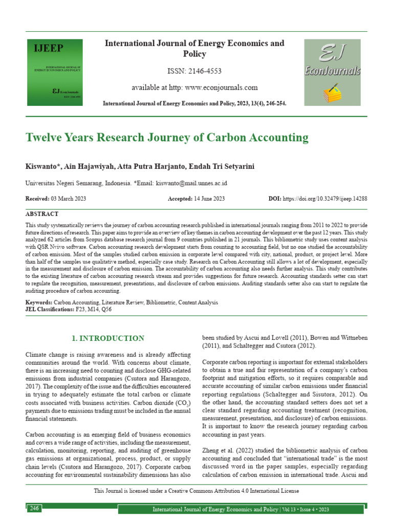 Twelve Years Research Journey of Carbon Accounting | PDF | Climate ...
