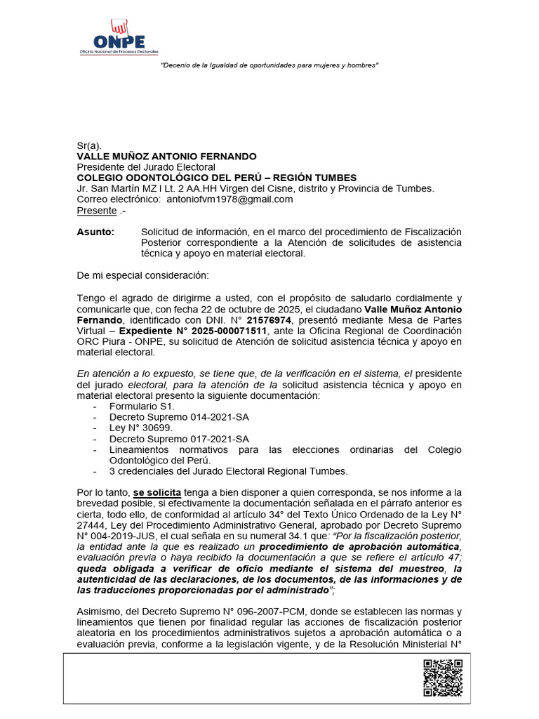 Oficio 000020 2026 Orcpiu Goecor Onpe | PDF | Gobierno