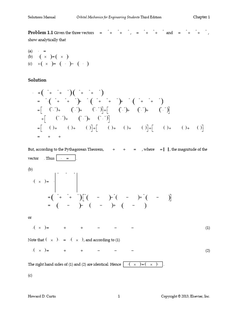 Solution Manual For Orbital Mechanics For Engineering Students 3rd Ed - Howard Curtis | PDF ...