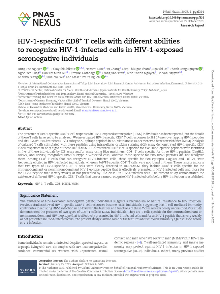 HIV-1-specific CD8- T cells with different abilities | PDF | Hiv | T Cell